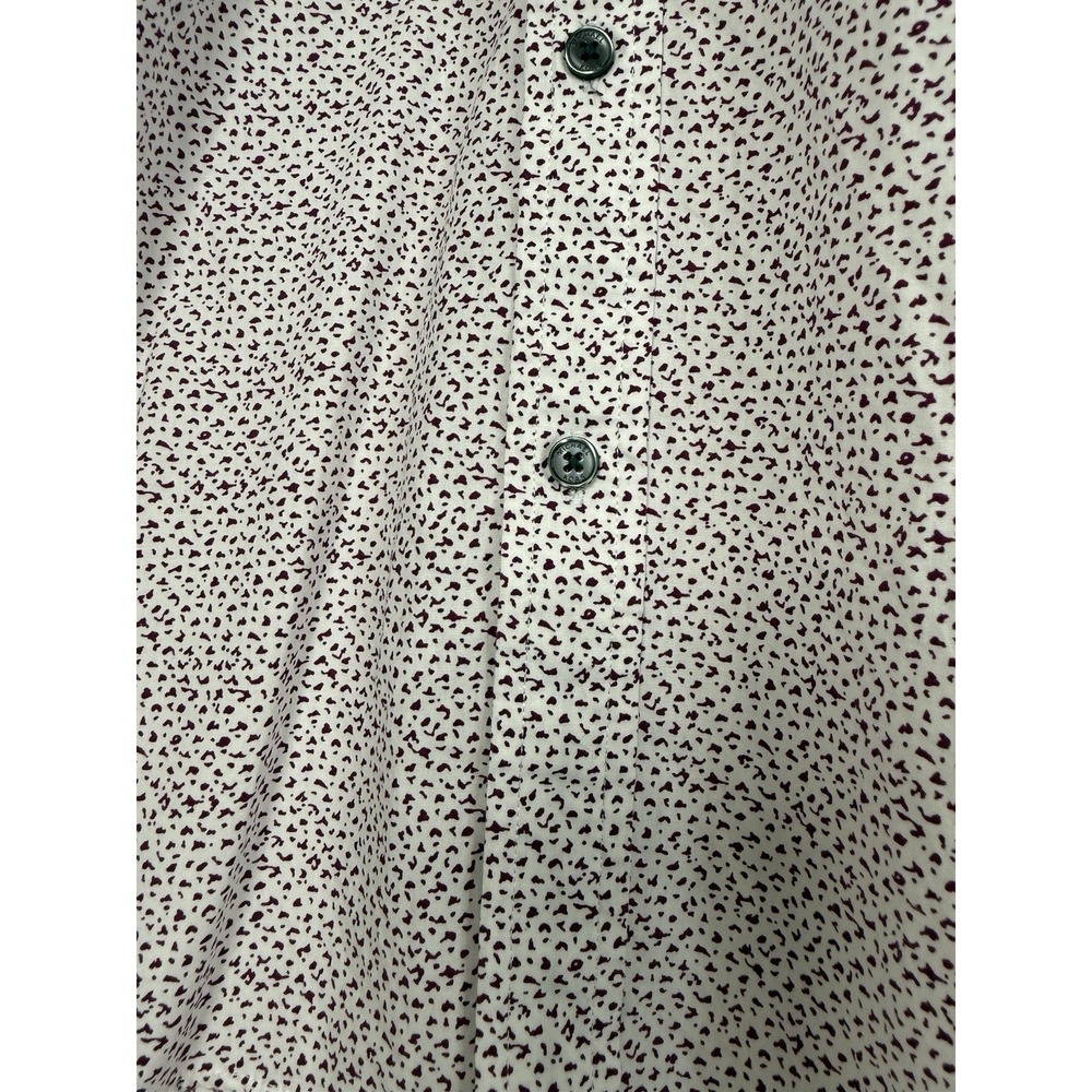 Michael Kors Men's Shirt Button Down Short Sleeve White Maroon Pattern Size XL - Picture 3 of 8